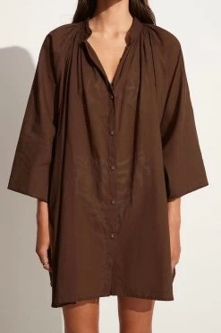 Faithfull The Brand Lucita Smock Dress Chocolate -Chic Boutique Shop 0OM4YXis