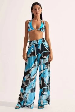 Mission Shirred Palazzo Pants Artifice Aqua