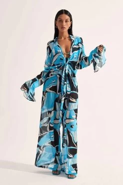 Luau Wrap Shirt Artifice Aqua