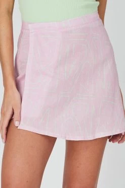 Linen Snap Skirt Mint Crayon -Chic Boutique Shop 14 LINEN SNAP SKIRT MINT CRAYON 137273