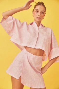 Linen Snap Skirt Mint Crayon