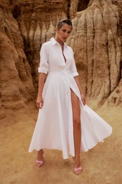 Fixation Maxi Shirt Dress White -Chic Boutique Shop 20230310 Mossman September23 CAMPAIGN S06 0413