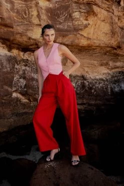 Bare Minimum Pant Red 19 Bare Minimum Pant Red -Chic Boutique Shop 20230310 Mossman September23 CAMPAIGN S14 0860