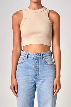 Jonesy Crop Bleached Sand