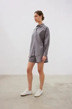 The Chiara Shirt Charcoal -Chic Boutique Shop 35 LMCS006HGR LMWCS007HGR Chiara Shirt Chiara Shorts Classic Charcoal 523 720xcopy cda815c7 809d 41b7 a944 b034dbd15ec7