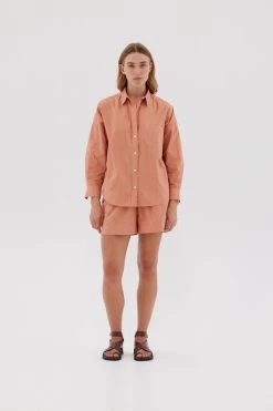 Chiara Shirt Italian Clay -Chic Boutique Shop 38 LMCS006 THE CHIARA SHIRT SHORT CLASSIC ITALIAN CLAY 42041 646da0f8 f717 41e2 9daf edbb103e2633