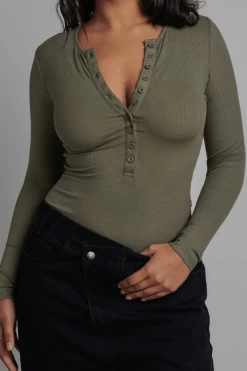 Lara Bodysuit Khaki -Chic Boutique Shop 5 8f7936ca a640 4f4a 89f1 cda0e87468de