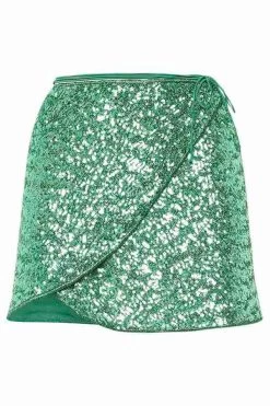 OSEREE Paillettes Mini Skirt Emerald -Chic Boutique Shop APS904 EMERALDGREEN