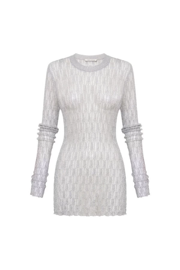 Jacque Knit Top Silver 7 Jacque Knit Top Silver - Image 5