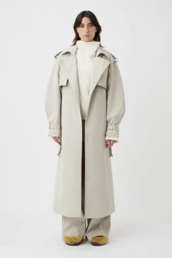 Simona Trench -Chic Boutique Shop C M CAMILLA AND MARC Simona midi trench coat co ord set oyster beige 1 640x960copy