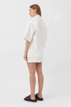 Clara Short Sleeve Shirt White 8 Clara Short Sleeve Shirt White -Chic Boutique Shop C M Camilla and marc Ines Cotton Shortsleeve Denim jacket Shirt Salt 3 640x960 2x jpg 1200x 6f69c309 9b27 475d 88a8 083a881a5315