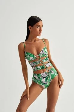 Aqua Drawstring Swimsuit Fern -Chic Boutique Shop CinCinXLente227175