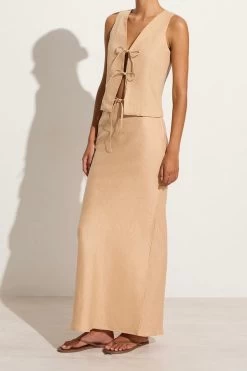 Faithfull The Brand Cataline Skirt Wheat -Chic Boutique Shop FF2556 WHE 2 3c169805 fa49 42a8 be71 8dd48c73861f