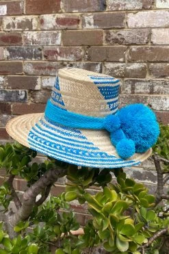 Handwoven Hat Blue/Neutral -Chic Boutique Shop IMG 1330