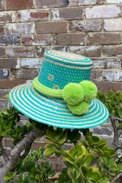 Handwoven Hat Aqua