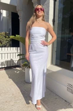 Faithfull The Brand Davina Bias Skirt White