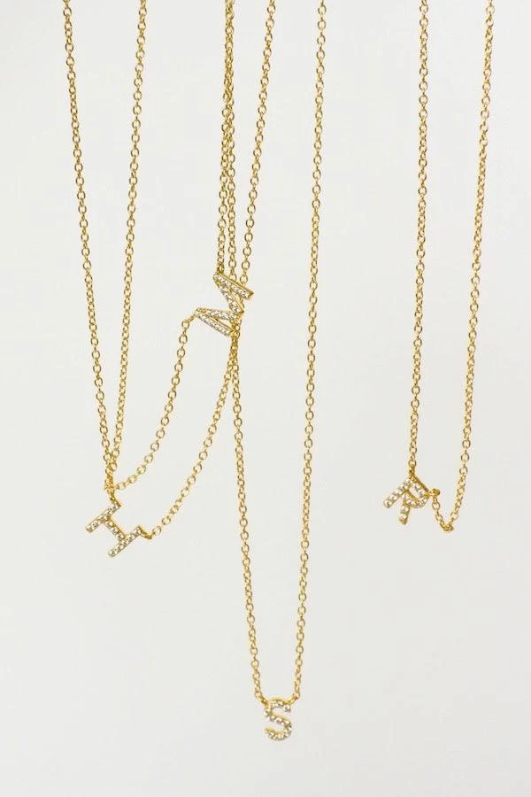 Pavé Letter Necklace 6 Pavé Letter Necklace - Image 4