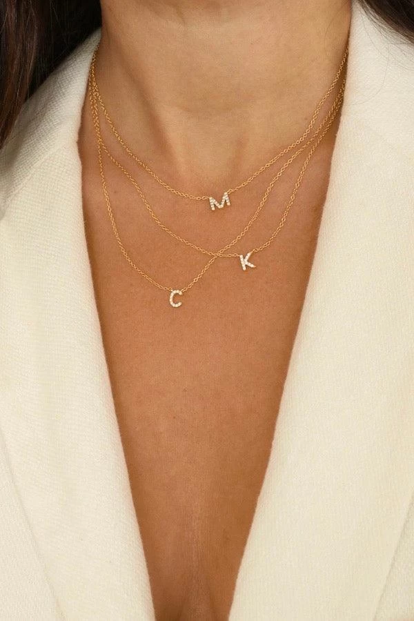 Pavé Letter Necklace 5 Pavé Letter Necklace - Image 3