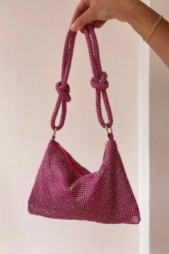 Diamonte Mesh Bag Pink
