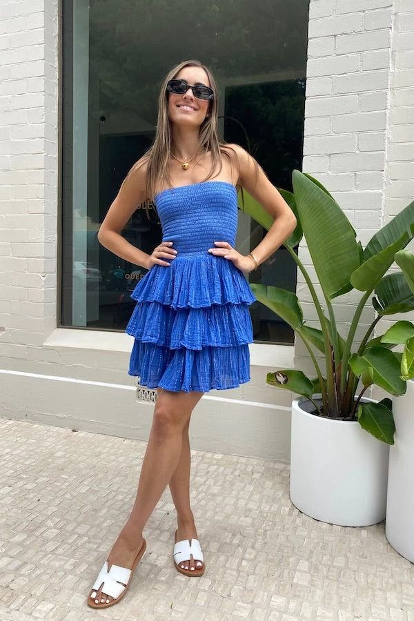 Doris Mini Dress Royal Blue/Gold 3 Doris Mini Dress Royal Blue/Gold