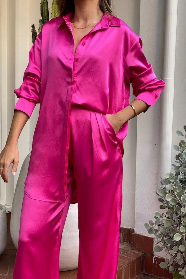 Relaxed Silk Boy Shirt Pink 6 Relaxed Silk Boy Shirt Pink - Image 4