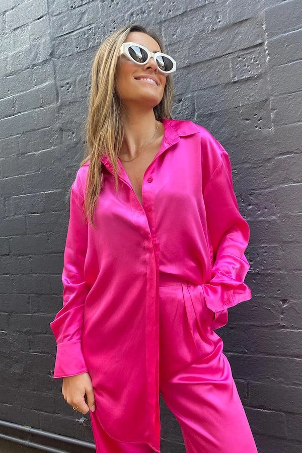 Relaxed Silk Boy Shirt Pink 7 Relaxed Silk Boy Shirt Pink - Image 5