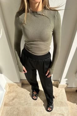 The Brooklyn Top Khaki -Chic Boutique Shop IMG 6864