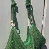 Diamonte Mesh Bag Green -Chic Boutique Shop IMG 8107