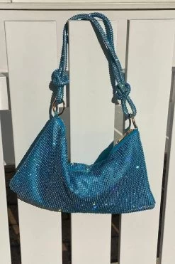 Diamonte Mesh Bag Blue