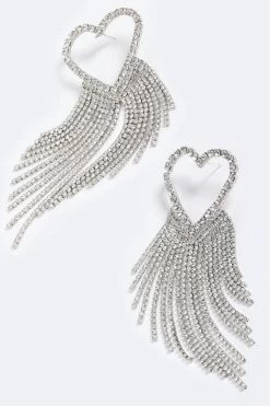 Sparkling Heart Earrings Silver