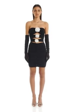 Jordyn Dress -Chic Boutique Shop JordynDressFront Gloves EliyaTheLabel