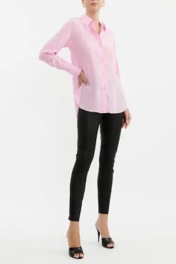 Rebecca Vallance Pascal Shirt Pink -Chic Boutique Shop LINCOLN LEATHER LEGGING 2302 5228 BLACK 10014 SIDE 93021
