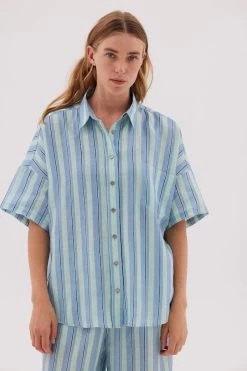 Marala Short Sleeve Shirt Sage/Teal