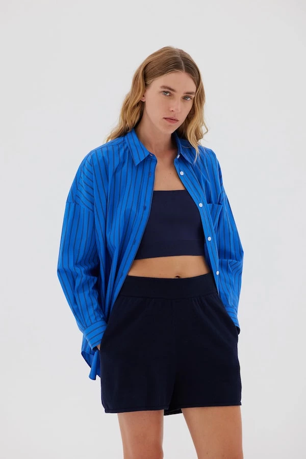 Chiara Shirt Mid-Length Stripes Ink Blue/Navy 3 Chiara Shirt Mid-Length Stripes Ink Blue/Navy