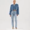 Manhattan Feather Jacket Denim 2 Manhattan Feather Jacket Denim -Chic Boutique Shop ManhattanCropJacket Denim 01