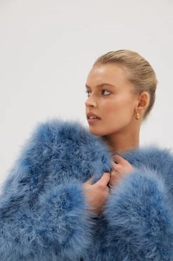 Manhattan Feather Jacket Denim 13 Manhattan Feather Jacket Denim -Chic Boutique Shop ManhattanCropJacket Denim 05