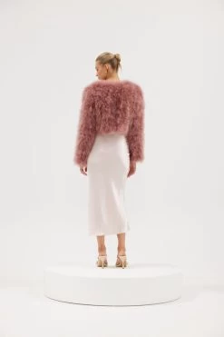 Manhattan Feather Jacket Mauve 11 Manhattan Feather Jacket Mauve -Chic Boutique Shop ManhattanCropJacket Mauve 03