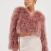 Manhattan Feather Jacket Mauve 1 Manhattan Feather Jacket Mauve -Chic Boutique Shop ManhattanCropJacket Mauve 04