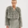 Manhattan Feather Jacket Sage 2 Manhattan Feather Jacket Sage -Chic Boutique Shop ManhattanCropJacket Sage 05