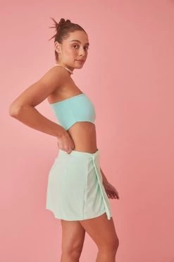 Terry Snap Skirt Mint -Chic Boutique Shop MeSWtfYk