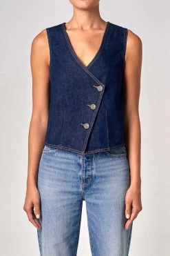 Denim Vest Rinse Denim -Chic Boutique Shop N33F06 6919 DENIMVEST RINSEDENIM 1copy
