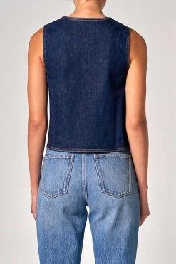 Denim Vest Rinse Denim -Chic Boutique Shop N33F06 6919 DENIMVEST RINSEDENIM 3copy