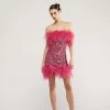 OSEREE Paillettes Plumage Mini Dress Rose -Chic Boutique Shop Oseree CHS233084