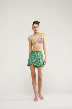 OSEREE Paillettes Mini Skirt Emerald