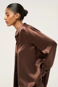 Relaxed Silk Boy Shirt Brown