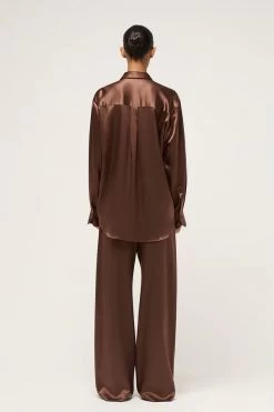 Relaxed Silk Boy Shirt Brown -Chic Boutique Shop S22 23121 MichaelLoSordo 0827 3c276801 ccc7 4603 99c1 5ed89c8eaeb3 600xcopy