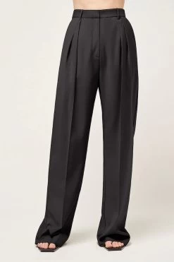 Wide Leg Wool Boy Pant Black