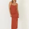 A Line Maxi Dress Rust -Chic Boutique Shop SummiSummiAW23 045