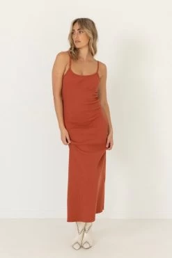 A Line Maxi Dress Rust