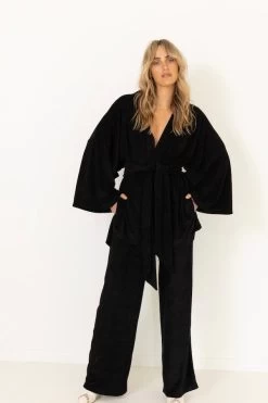 Wide Leg Pants Black -Chic Boutique Shop SummiSummiAW23 3322